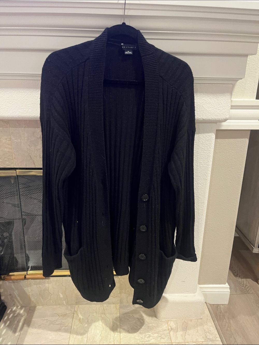 Sanctuary Black Ribbed Shawl Collar Cardigan